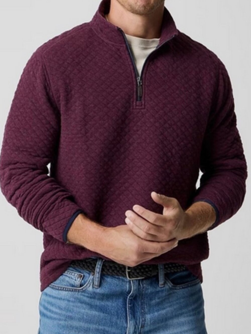 J.Crew Men’s Quilted Diamond Half-zip Pullover Sample - Med - NWT